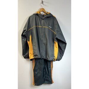 VTG Mens Starter Wind Breaker Jacket L  & Pants M  Set Gray And Yellow 💛